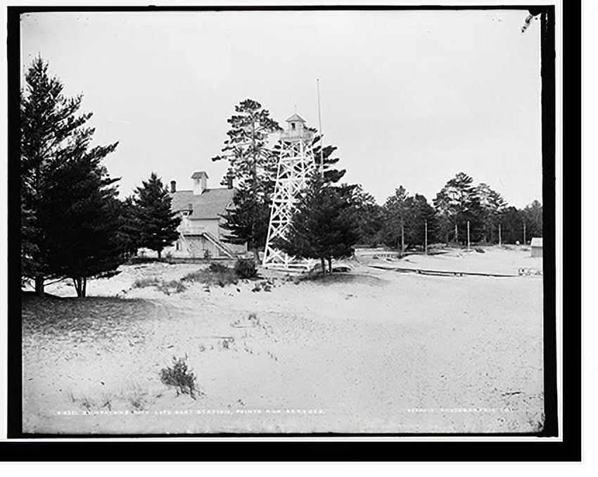Historic Print, Grindstone City life boat station, Pointe aux Barques