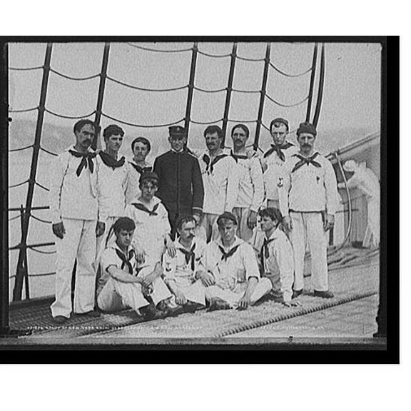 Historic Print, Group of New York Naval Reserves on U.S.S. New Hampshire, 18" x 24"