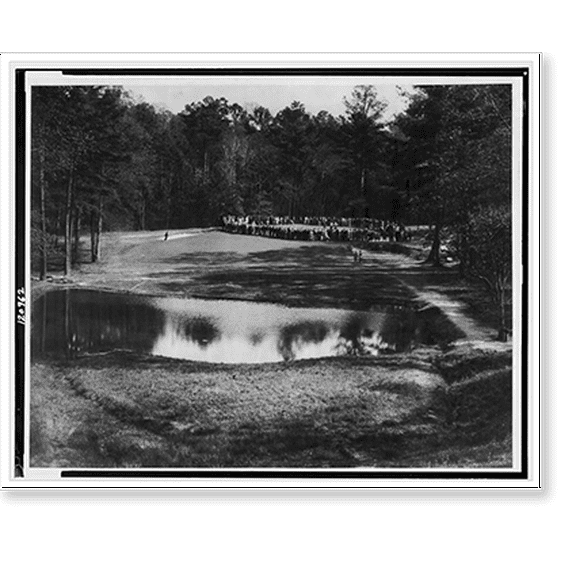 Historic Print, [Group of people standing in a circle, watching Bobby Jones, August Country Club Golf Links, Augusta, Georgia], 18" x 24"