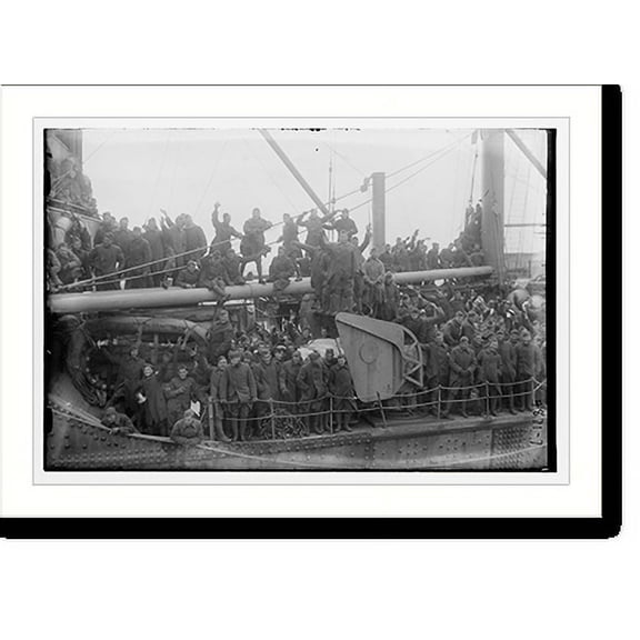 Historic Print, Group portrait of sailors on a military ship, 16" x 20"
