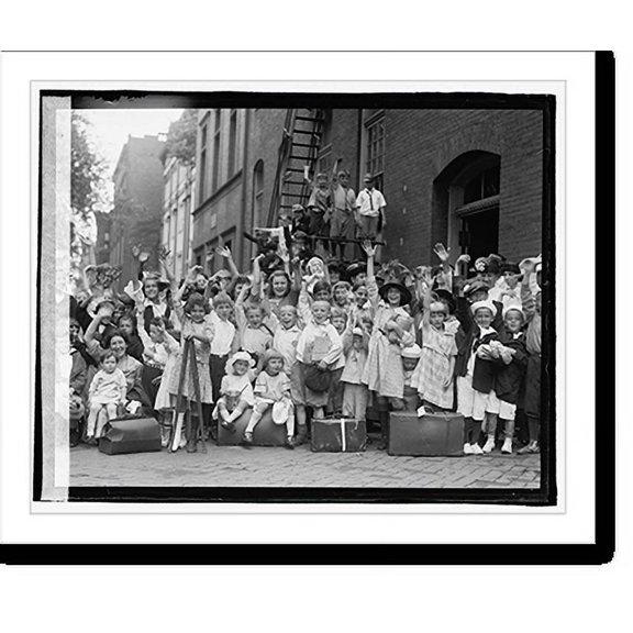 Historic Print, [Group portrait with children waving], 7/24/22, 16" x 20"