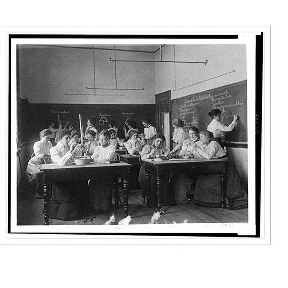 Historic Print, [Group of young women performing atmospheric pressure experiments while studying science in normal school, Washington, D.C.], 18" x 24"