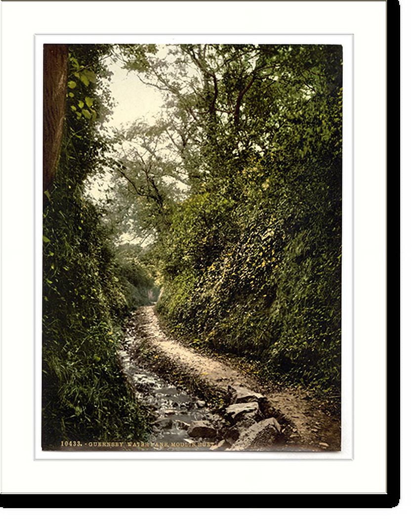 Historic Print, Guernsey water lane Moulin Huet Channel Islands England
