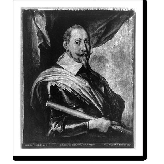 Historic Print, [Gustaf II Adolf, King of Sweden, 1594-1632, half-length portrait, facing right], 16" x 20"