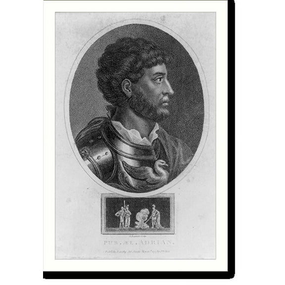 Historic Print, [Hadrianus, Emperor of Rome, 76-138, bust portrait, profile], 16" x 20"