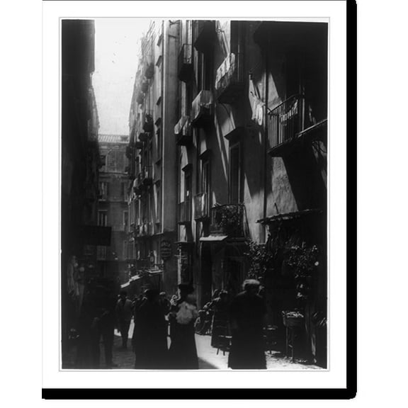 Historic Print, Half of the population of Naples seems to live in the narrow streets of the city, 18" x 24"