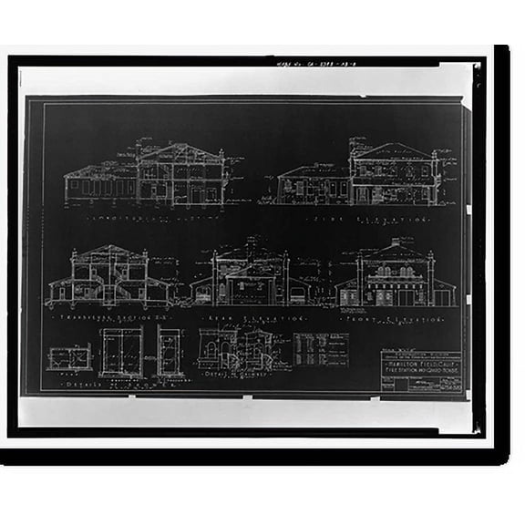 Historic Print, Hamilton Field, Fire Station & Guard House, Southwest corner of Seventh Street & Hangar Avenue, Novato, Marin County, CA - 2, 18" x 24"