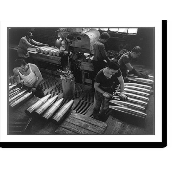 Historic Print, Hammond, Ind., 1942(?), six men inspecting and painting 155 mm., 18" x 24"