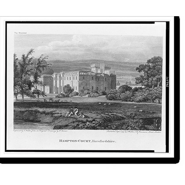 Historic Print, HamptonCourt, Herefordshire.Engraved by J. Walker from