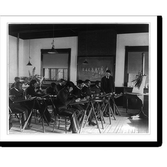 Historic Print, [Hampton Institute, Hampton, Va. - nine students and teacher in drawing class], 18" x 24"