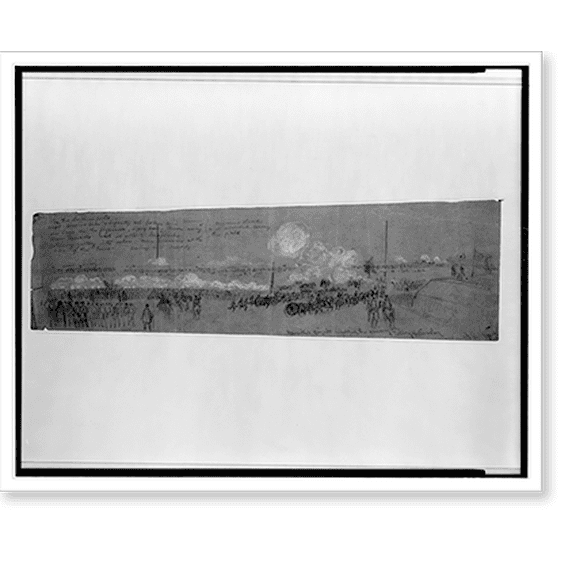 Historic Print, Hancocks Brigade repulsing the enemy. Battle of Williamsburg, 16" x 20"