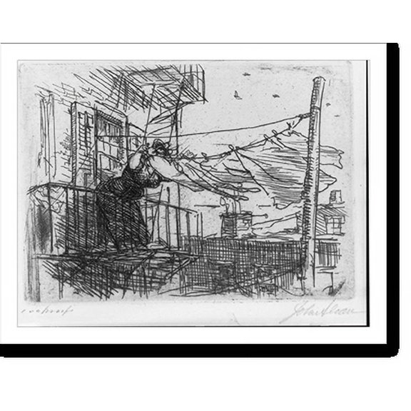 Historic Print, Hanging clothes, 16" x 20"