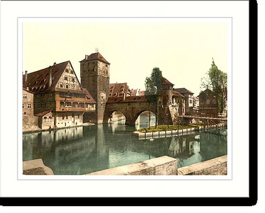 Historic Print, Hangman Bridge Nuremberg Bavaria Germany, 16" x 20