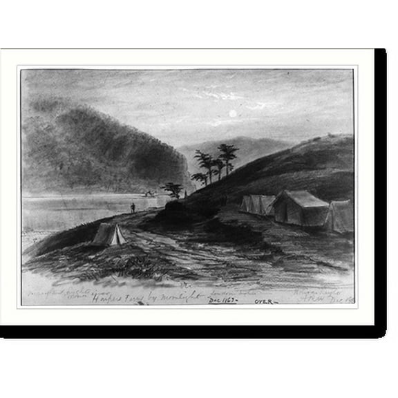 Historic Print, Harpers Ferry by moonlight, 16" x 20"