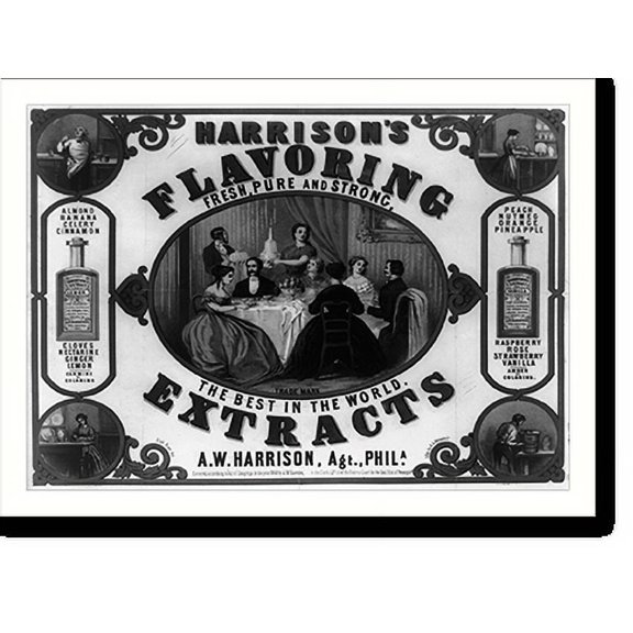 Historic Print, Harrison's flavoring extracts. Phila., 18" x 24"