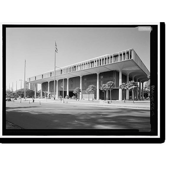Historic Print, Hawai'i State Capitol, Beretania and Punchbowl Streets, Honolulu, Honolulu County, HI - 2, 16" x 20"