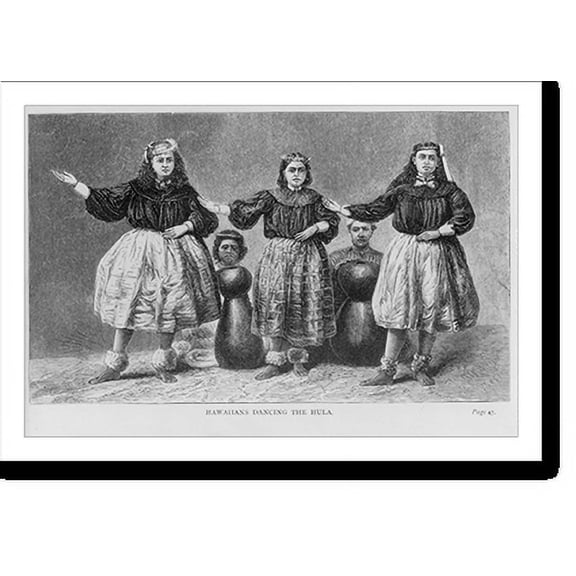 Historic Print, Hawaiians dancing the hula, 16" x 20"