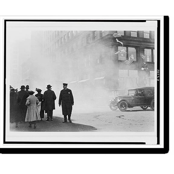 Historic Print, [Hazy street scene in Chicago, on First Victory Loan Day], 18" x 24"