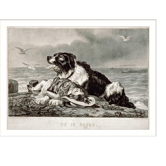 Historic Print, He is saved, 18" x 24"