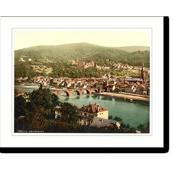 Historic Print, Heidelberg seen from the Philosophenweg Baden Germany, 16" x 20"