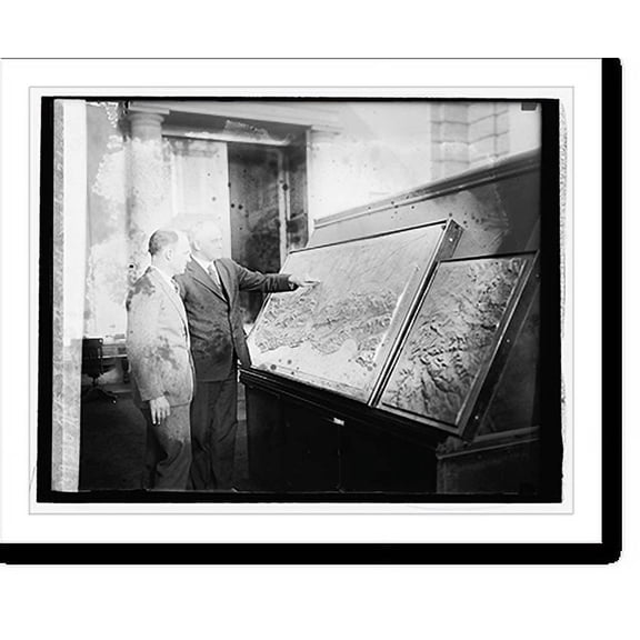 Historic Print, Henford MacNider & Gen. H.E. Ely with relief map, 2/17/26, 16" x 20"