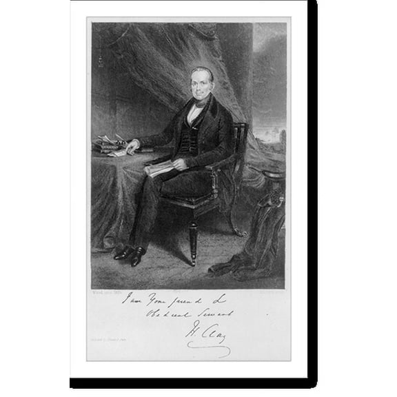 Historic Print, [Henry Clay, 1777-1852, full-length portrait, seated at table, facing left], 16" x 20"