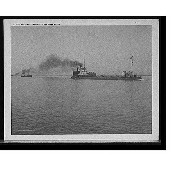 Historic Print, Henry Cort (whaleback) and barge Manda, 18" x 24"