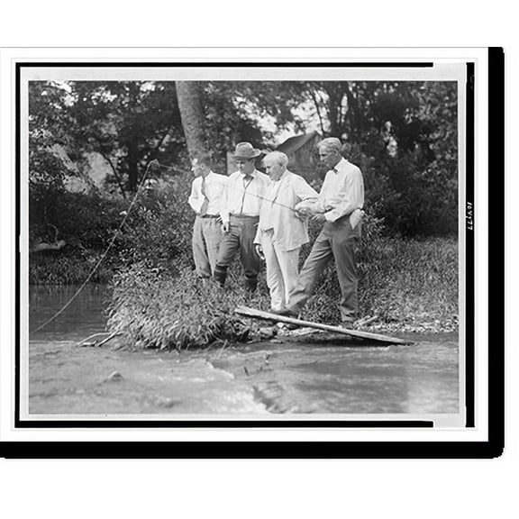 Historic Print, [Henry Ford fishing, with Harvey Firestone, Christian, and Thomas Edison], 16" x 20"