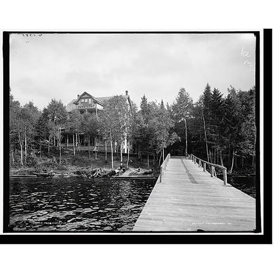 Historic Print, Hess Camp [i.e. Inn], Fulton Chain, Adirondack Mountains, 16" x 20"