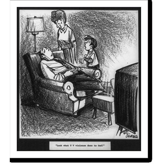 Historic Print, Hey Mom, look what violence on TV does to Dad!"", 16" x 20"