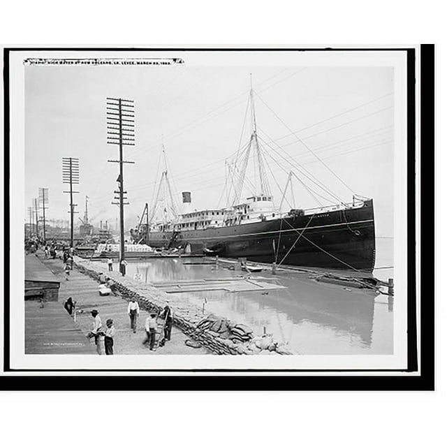 Historic Print, High Water at New Orleans, La. Levee, March 23, 1903