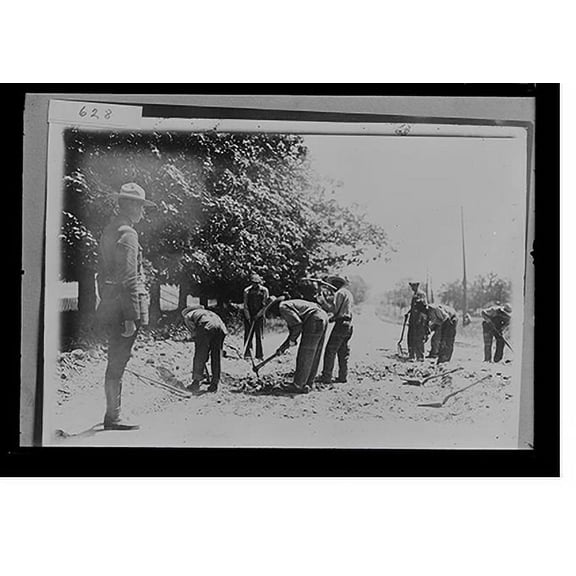 Historic Print, [Highway construction crew, probably Michigan State Highway Dept., digging, Michigan], 18" x 24"