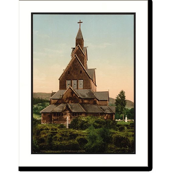 Historic Print, Hitterdals Church Telemarken (i.e Telemark) Norway, 18" x 24"