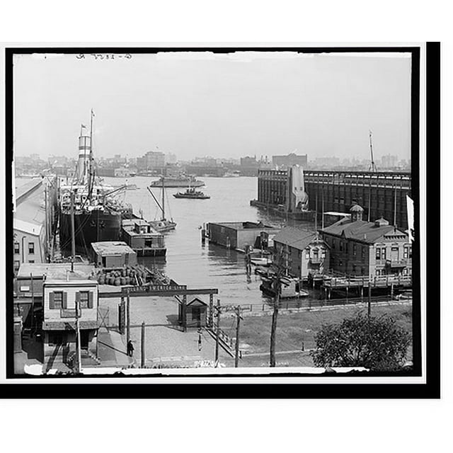 Historic Print, HollandAmerica Line piers, Hoboken, N.J., 16" x 20