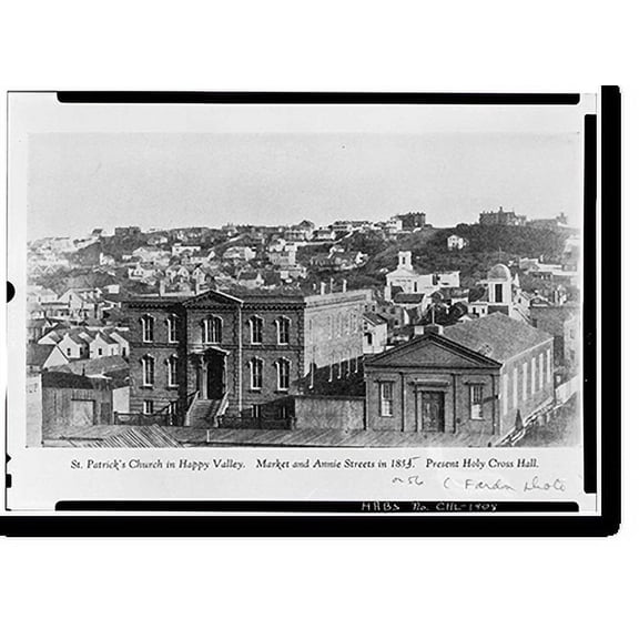Historic Print, Holy Cross Parish Hall, Eddy Street (moved from Market & Second Streets), San Francisco, San Francisco County, CA, 18" x 24"