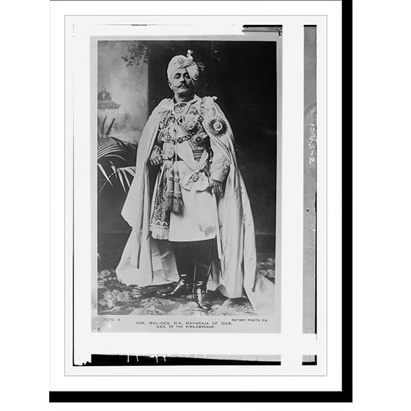 Historic Print, Hon. Maj. Gen. H.H. Maharaja of Idar A.D.C. to the king-emperor, 16" x 20"