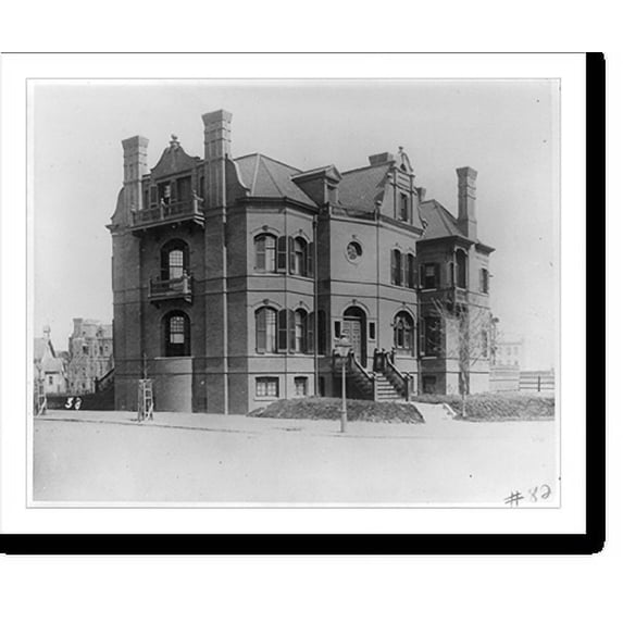 Historic Print, [Hopkins-Miller house, Dupont Circle, south side, between Conn. Ave. and Mass. Ave., N.W., front facade, ca. 1890. Now the site of the Guardian National Bank. Architect,...18" x 24"