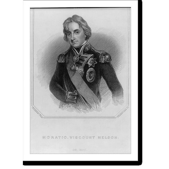 Historic Print, [Horatio Nelson, Viscount, 1758-1805, half-length portrait, facing left], 18" x 24"