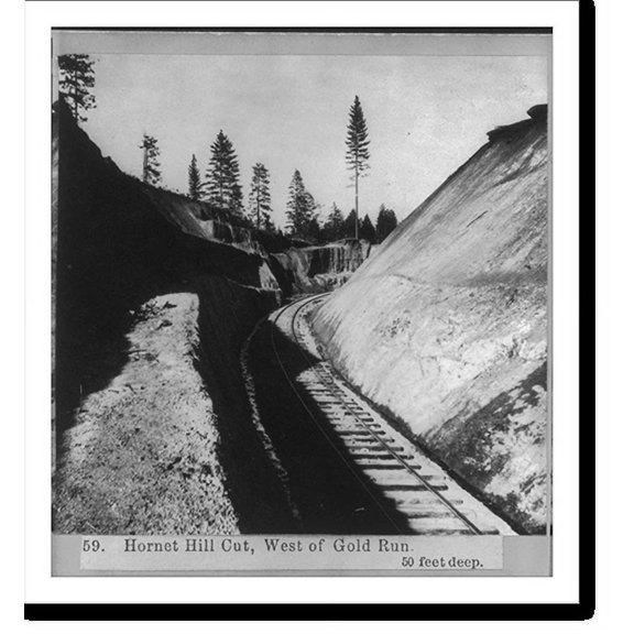 Historic Print, Hornet Hill Cut, west of Gold Run. 50 feet deep, 16" x 20"