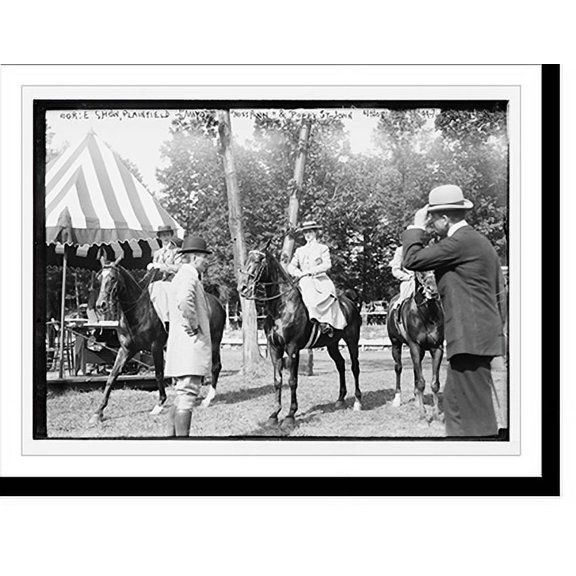 Historic Print, Horse Show at Plainfield with "Mayo", "Miss Ann", and "Poppy St. John", and riders, 16" x 20"