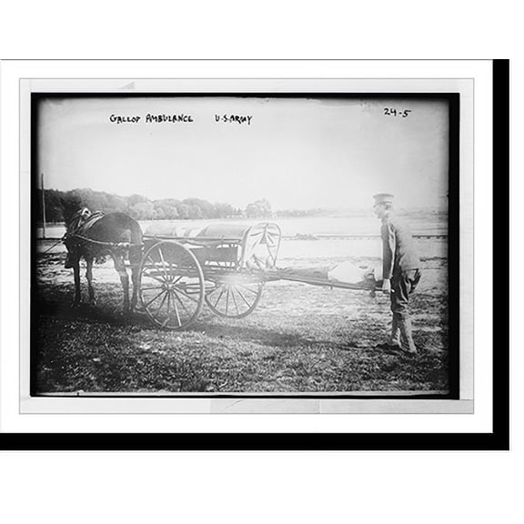 Historic Print, Horse drawn Gallop ambulance, U.S. Army, 16" x 20"