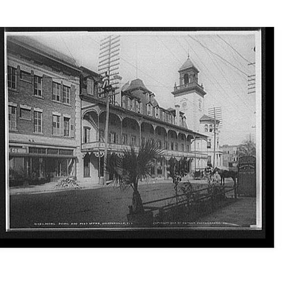 Historic Print, Hotel Duval and Post Office, Jacksonville, Fla., 18" x 24"