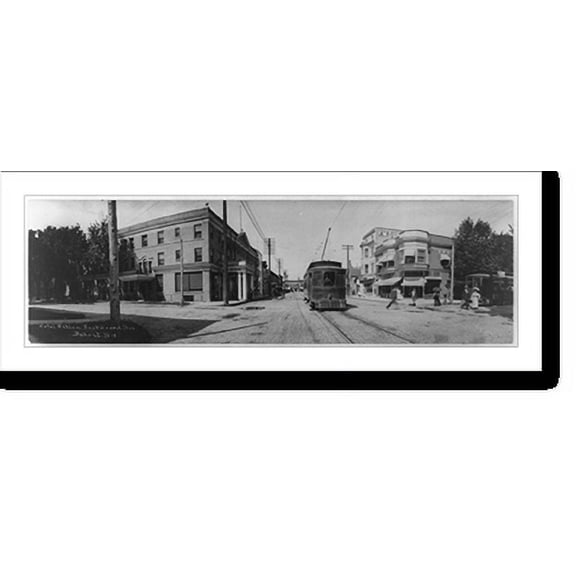 Historic Print, Hotel Hilton, East Grand Ave., Beloit, Wisconsin. Car no. 405 of the Beloit Traction Co. in center; portion of car no. 407 at extreme right, 16" x 20"