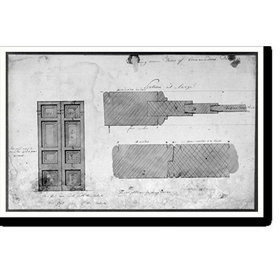 Historic Print, [House (Decatur House") for Commodore Stephen Decatur, 748 Jackson Place, N.W., Washington, D.C. Doors - elevations, sections, details]", 18" x 24"