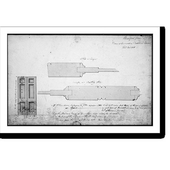 Historic Print, [House (Decatur House") for Commodore Stephen Decatur, 748 Jackson Place, N.W., Washington, D.C. Principal floor doors - elevation, section, detail]", 18" x 24"