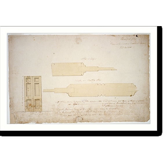 Historic Print, [House (Decatur House") for Commodore Stephen Decatur, 748 Jackson Place, N.W., Washington, D.C. Principal floor doors - elevation, section, detail]" - 2, 18" x 24"