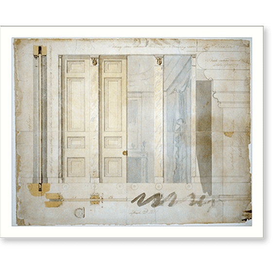 Historic Print, [House (Decatur House") for Commodore Stephen Decatur, 748 Jackson Place, N.W., Washington, D.C. Sliding door elevation and pilaster capital]" - 2, 18" x 24"