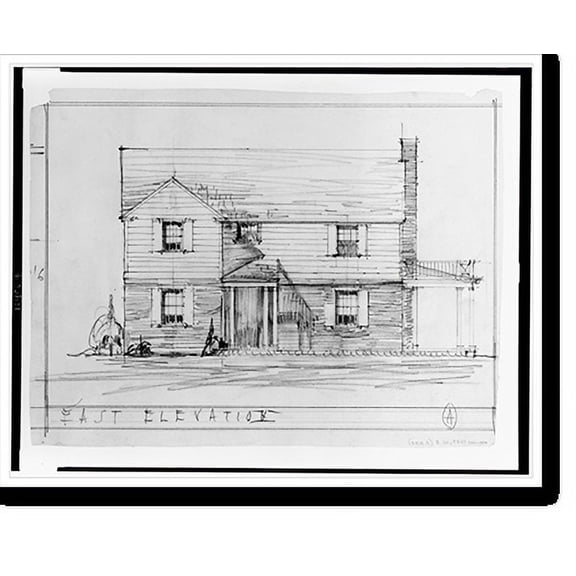Historic Print, [House. East elevation], 18" x 24"