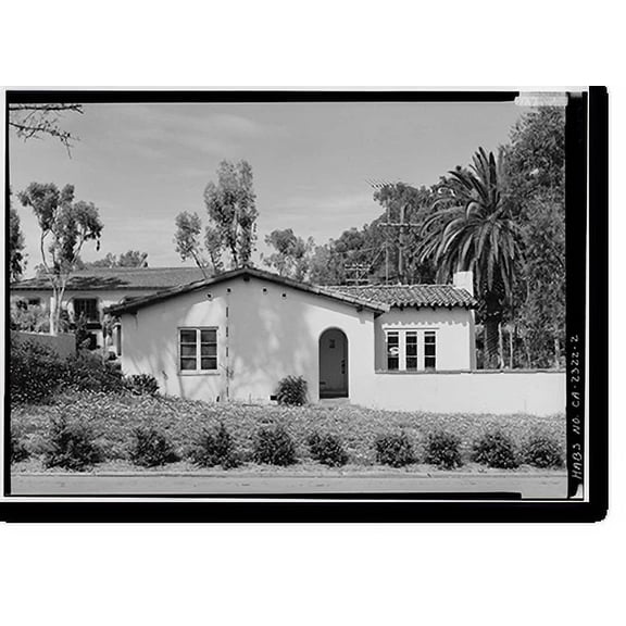 Historic Print, House, La Granada & Via de Santa Fe, Rancho Santa Fe, San Diego County, CA - 2, 16" x 20"