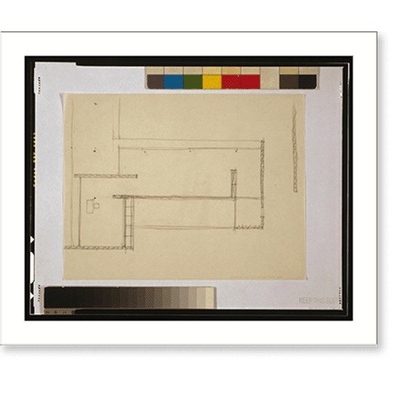 Historic Print, [House (One-bedroom Court House") Sketch floor plan, layout]", 18" x 24"